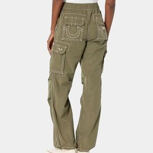 True Religion Bobbi Baggy Cargo Wide Leg Kalamata Mid-Rise Pants Size 28